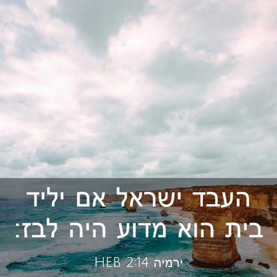 Picture 03 - ירמיה 2:14 HEB - העבד ישראל אם יליד בית הוא - Bible Verse Picture