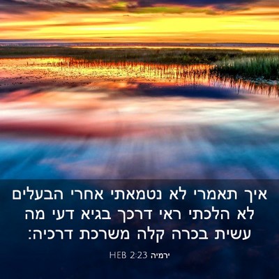 Picture 03 - ירמיה 2:23 HEB - איך תאמרי לא נטמאתי אחרי - Bible Verse Picture