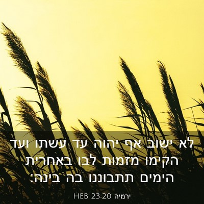 Picture 03 - ירמיה 23:20 HEB - לא ישוב אף יהוה עד עשתו ועד - Bible Verse Picture