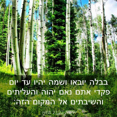 Picture 03 - ירמיה 27:22 HEB - בבלה יובאו ושמה יהיו עד יום - Bible Verse Picture