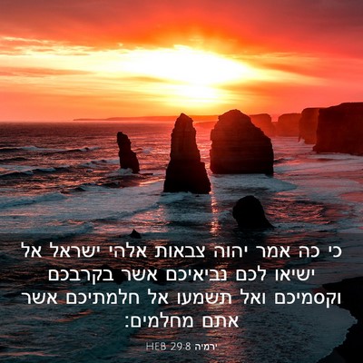 Picture 03 - ירמיה 29:8 HEB - כי כה אמר יהוה צבאות אלהי - Bible Verse Picture