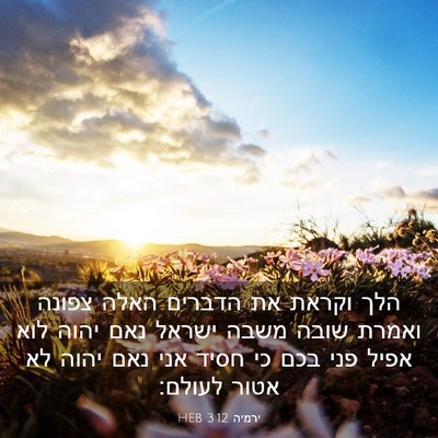 Picture 03 - ירמיה 3:12 HEB - הלך וקראת את הדברים האלה - Bible Verse Picture