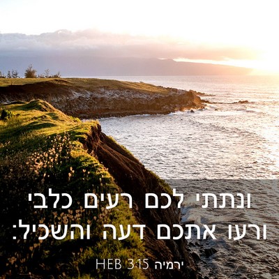 Picture 03 - ירמיה 3:15 HEB - ונתתי לכם רעים כלבי ורעו - Bible Verse Picture