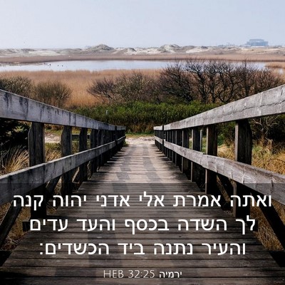 Picture 03 - ירמיה 32:25 HEB - ואתה אמרת אלי אדני יהוה קנה - Bible Verse Picture