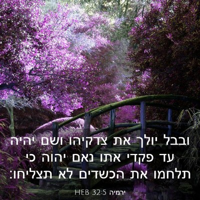 Picture 03 - ירמיה 32:5 HEB - ובבל יולך את צדקיהו ושם - Bible Verse Picture