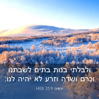 Picture 03 - ירמיה 35:9 HEB - ולבלתי בנות בתים לשבתנו - Bible Verse Picture