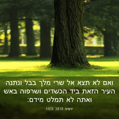 Picture 03 - ירמיה 38:18 HEB - ואם לא תצא אל שרי מלך בבל - Bible Verse Picture