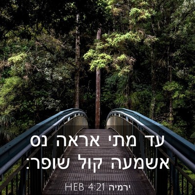 Picture 03 - ירמיה 4:21 HEB - עד מתי אראה נס אשמעה קול - Bible Verse Picture