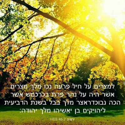 Picture 03 - ירמיה 46:2 HEB - למצרים על חיל פרעה נכו מלך - Bible Verse Picture