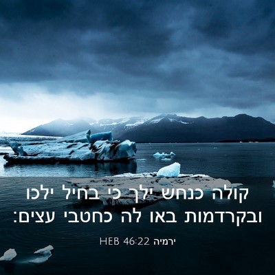 Picture 03 - ירמיה 46:22 HEB - קולה כנחש ילך כי בחיל ילכו - Bible Verse Picture