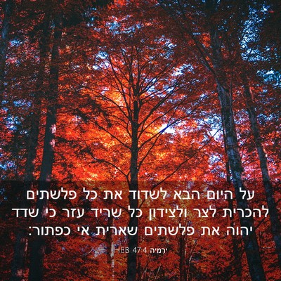 Picture 03 - ירמיה 47:4 HEB - על היום הבא לשדוד את כל - Bible Verse Picture