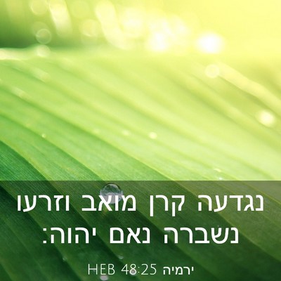 Picture 03 - ירמיה 48:25 HEB - נגדעה קרן מואב וזרעו נשברה - Bible Verse Picture