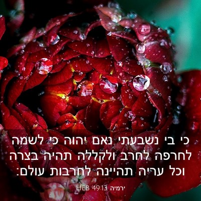 Picture 03 - ירמיה 49:13 HEB - כי בי נשבעתי נאם יהוה כי - Bible Verse Picture