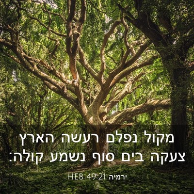 Picture 03 - ירמיה 49:21 HEB - מקול נפלם רעשה הארץ צעקה - Bible Verse Picture