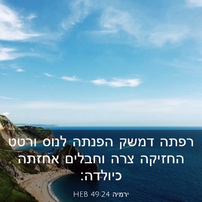 Picture 03 - ירמיה 49:24 HEB - רפתה דמשק הפנתה לנוס ורטט - Bible Verse Picture