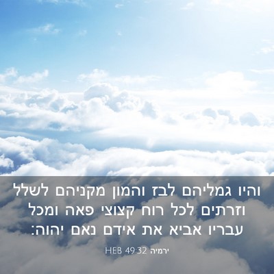 Picture 03 - ירמיה 49:32 HEB - והיו גמליהם לבז והמון - Bible Verse Picture