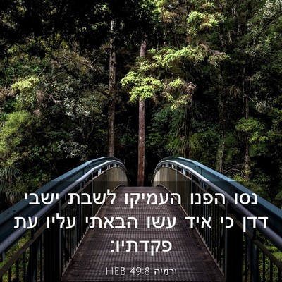 Picture 03 - ירמיה 49:8 HEB - נסו הפנו העמיקו לשבת ישבי - Bible Verse Picture