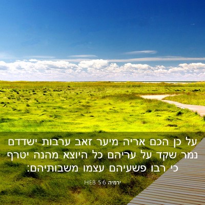 Picture 03 - ירמיה 5:6 HEB - על כן הכם אריה מיער זאב - Bible Verse Picture