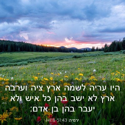 Picture 03 - ירמיה 51:43 HEB - היו עריה לשמה ארץ ציה וערבה - Bible Verse Picture