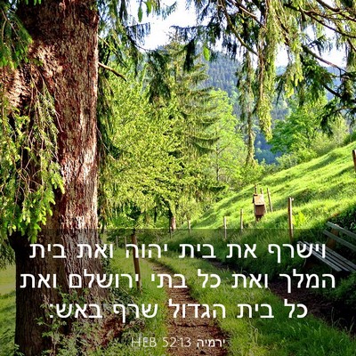 Picture 03 - ירמיה 52:13 HEB - וישרף את בית יהוה ואת בית - Bible Verse Picture