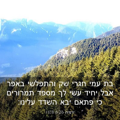 Picture 03 - ירמיה 6:26 HEB - בת עמי חגרי שק והתפלשי באפר - Bible Verse Picture