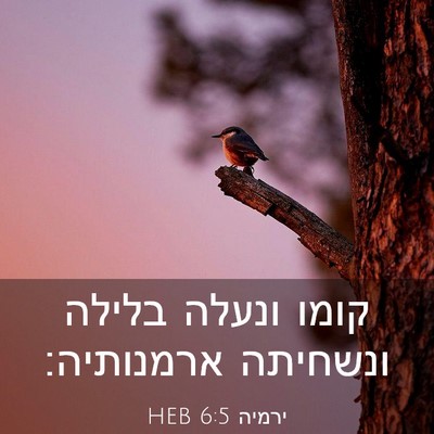 Picture 03 - ירמיה 6:5 HEB - קומו ונעלה בלילה ונשחיתה - Bible Verse Picture