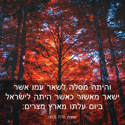 Picture 03 - ישעיה 11:16 HEB - והיתה מסלה לשאר עמו אשר - Bible Verse Picture