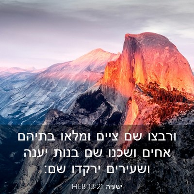 Picture 03 - ישעיה 13:21 HEB - ורבצו שם ציים ומלאו בתיהם - Bible Verse Picture