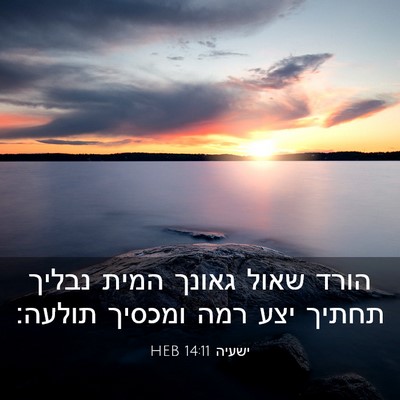 Picture 03 - ישעיה 14:11 HEB - הורד שאול גאונך המית נבליך - Bible Verse Picture