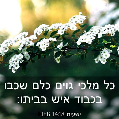 Picture 03 - ישעיה 14:18 HEB - כל מלכי גוים כלם שכבו בכבוד - Bible Verse Picture