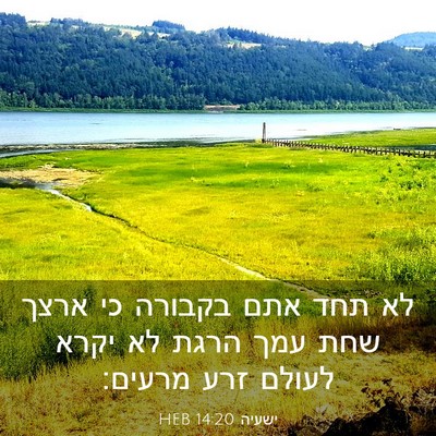 Picture 03 - ישעיה 14:20 HEB - לא תחד אתם בקבורה כי ארצך - Bible Verse Picture