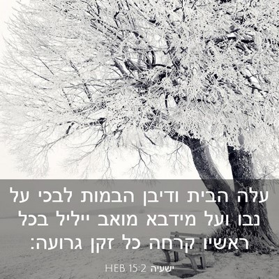 Picture 03 - ישעיה 15:2 HEB - עלה הבית ודיבן הבמות לבכי - Bible Verse Picture