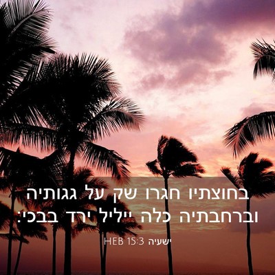 Picture 03 - ישעיה 15:3 HEB - בחוצתיו חגרו שק על גגותיה - Bible Verse Picture