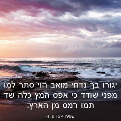 Picture 03 - ישעיה 16:4 HEB - יגורו בך נדחי מואב הוי סתר - Bible Verse Picture