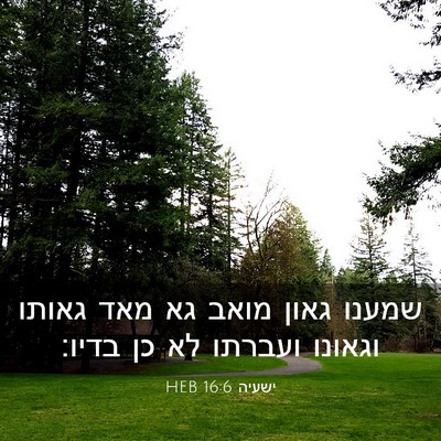 Picture 03 - ישעיה 16:6 HEB - שמענו גאון מואב גא מאד - Bible Verse Picture