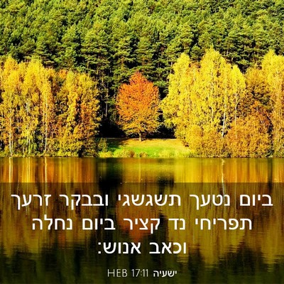 Picture 03 - ישעיה 17:11 HEB - ביום נטעך תשגשגי ובבקר - Bible Verse Picture