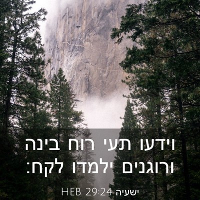 Picture 03 - ישעיה 29:24 HEB - וידעו תעי רוח בינה ורוגנים - Bible Verse Picture
