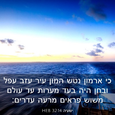 Picture 03 - ישעיה 32:14 HEB - כי ארמון נטש המון עיר עזב - Bible Verse Picture