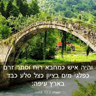 Picture 03 - ישעיה 32:2 HEB - והיה איש כמחבא רוח וסתר זרם - Bible Verse Picture