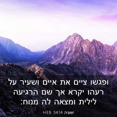 Picture 03 - ישעיה 34:14 HEB - ופגשו ציים את איים ושעיר על - Bible Verse Picture