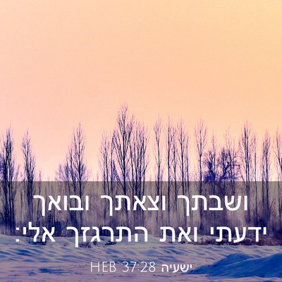 Picture 03 - ישעיה 37:28 HEB - ושבתך וצאתך ובואך ידעתי - Bible Verse Picture