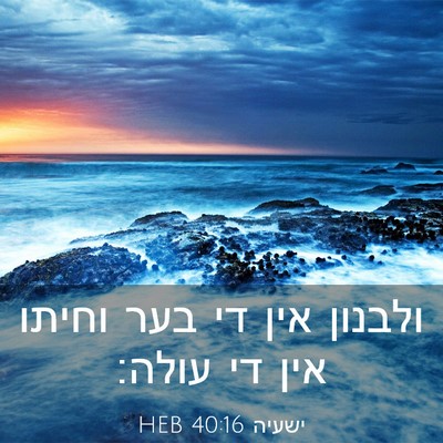 Picture 03 - ישעיה 40:16 HEB - ולבנון אין די בער וחיתו אין - Bible Verse Picture