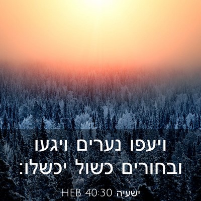 Picture 03 - ישעיה 40:30 HEB - ויעפו נערים ויגעו ובחורים - Bible Verse Picture