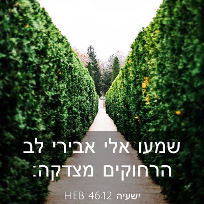 Picture 03 - ישעיה 46:12 HEB - שמעו אלי אבירי לב הרחוקים - Bible Verse Picture