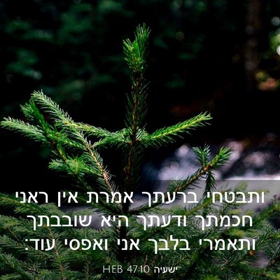 Picture 03 - ישעיה 47:10 HEB - ותבטחי ברעתך אמרת אין ראני - Bible Verse Picture