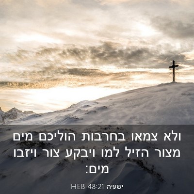 Picture 03 - ישעיה 48:21 HEB - ולא צמאו בחרבות הוליכם מים - Bible Verse Picture