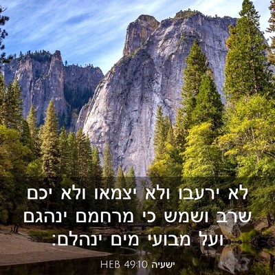 Picture 03 - ישעיה 49:10 HEB - לא ירעבו ולא יצמאו ולא יכם - Bible Verse Picture