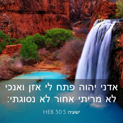 Picture 03 - ישעיה 50:5 HEB - אדני יהוה פתח לי אזן ואנכי - Bible Verse Picture