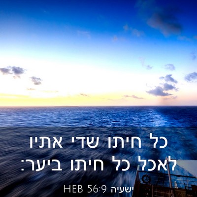 Picture 03 - ישעיה 56:9 HEB - כל חיתו שדי אתיו לאכל כל - Bible Verse Picture