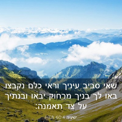 Picture 03 - ישעיה 60:4 HEB - שאי סביב עיניך וראי כלם - Bible Verse Picture